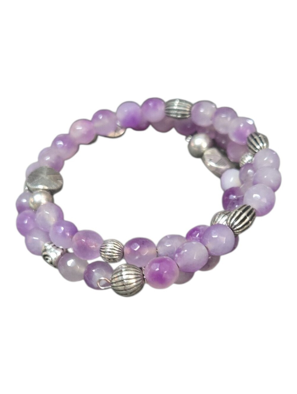 Lavender Jasper Memory Wire Bracelet — AAA Natural Stone • Artisan Made 411 - Picture 2 of 4